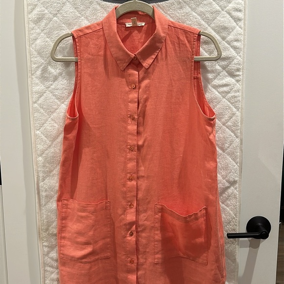 Eileen Fisher Organic Linen Sleeveless Dress Petite Small - Picture 9 of 10